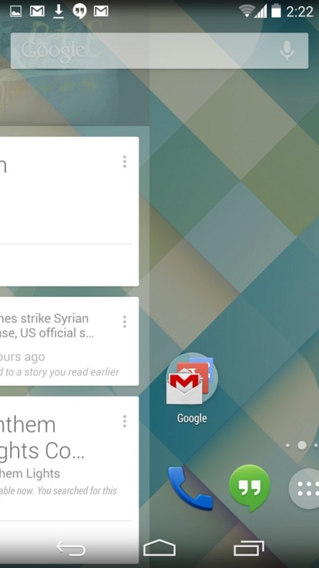 Google Now får man nu adgang til ved at swipe fra venstre mod højre fra hjemmeskærmen.