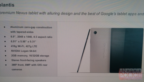 Billedet stammer fra Android Police. Illustrationen over artiklen er udarbejdet på baggrund af det lille billede til højre for specifikationerne herover og er ikke et realistisk bud på, hvordan HTC Volantis kommer til at se ud i virkeligheden.