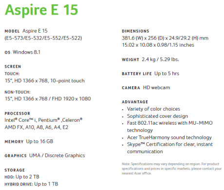 aspire-e15-specs