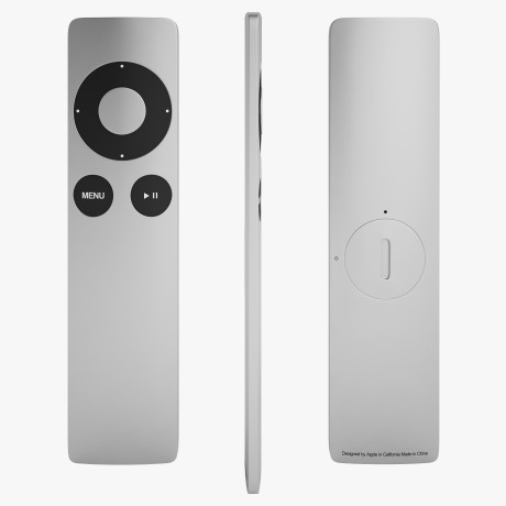 Fjernbetjeningen til Apple TV har kun tre knapper og har ikke ændret udseende siden 2007.