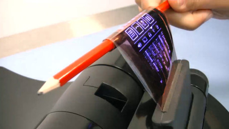 Image of worlds first fully flexible organic OLED wrapped around
