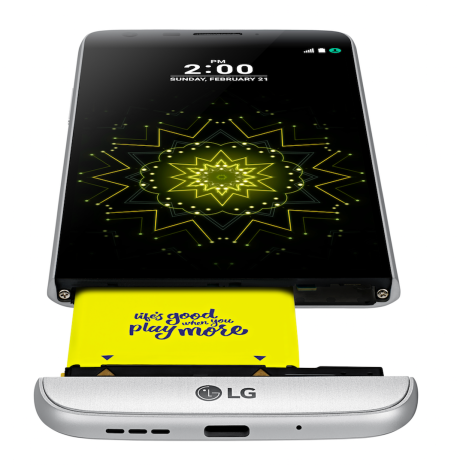 Udskifteligt batteri i LG G5. Foto: LG