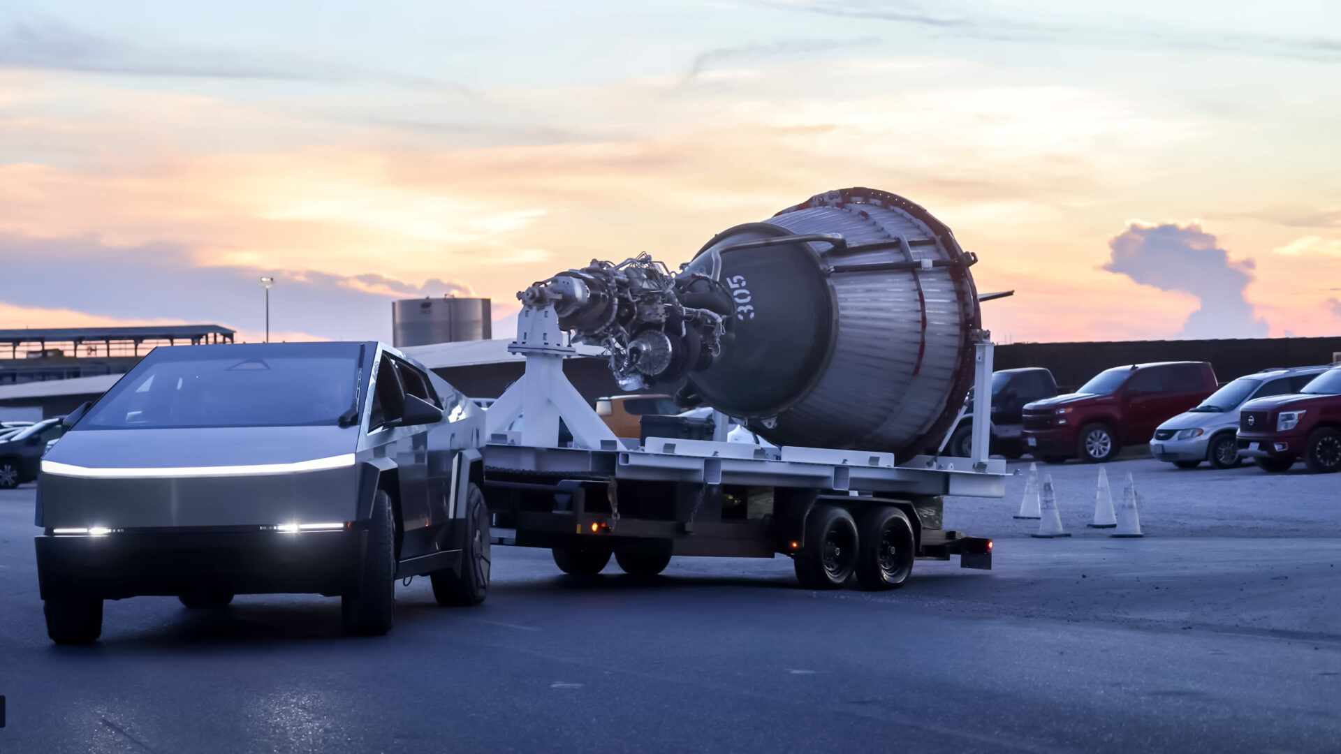Video: Tesla Cybertruck trækker en SpaceX raketmotor