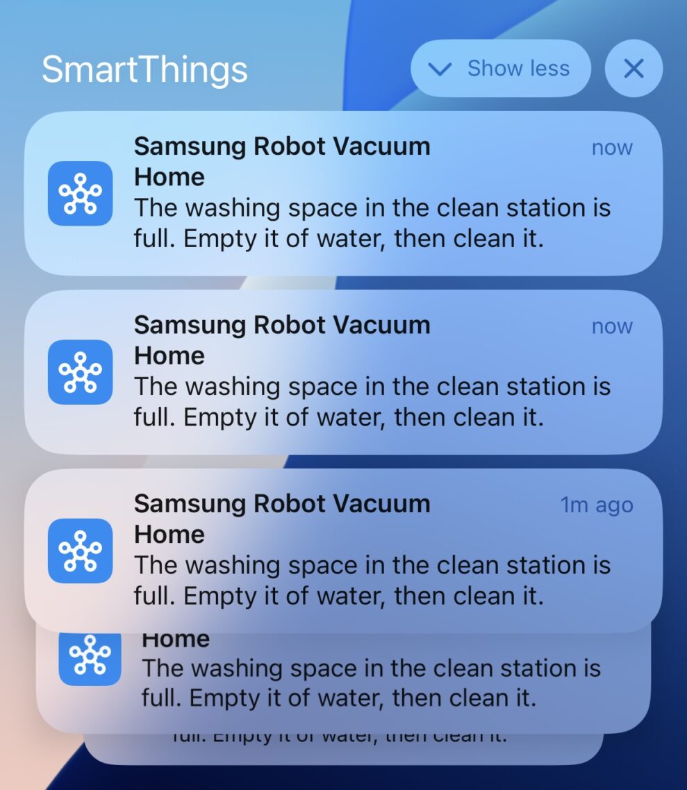 Samsung jet bot notifications